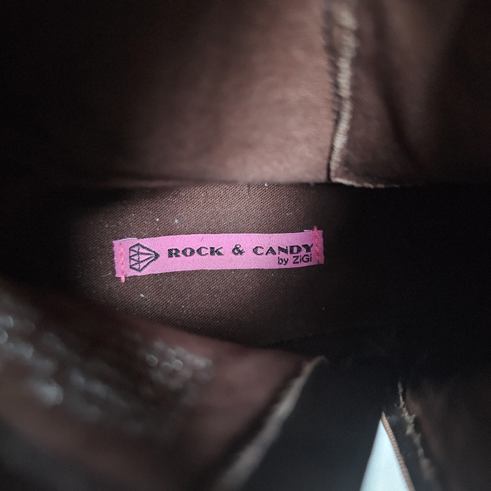 Rock & Candy Lorelai Boots Size 8.5 Brown Lug Soles Side Zipper Faux Leather - Picture 14 of 15